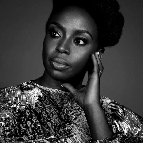 alt="Chimamanda Ngozi Adichie giving The Danger of a Single Story TED Talk"