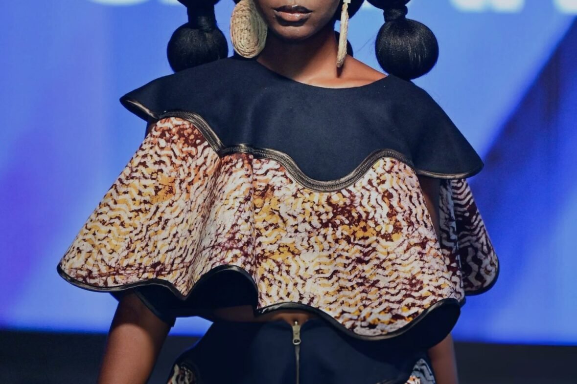Designer Sarah Ajayi at African Fashion Week London 2025 runway