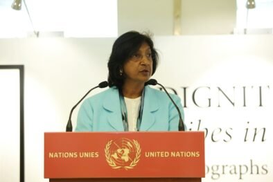 Navi Pillay, 2026 Nobel Peace Prize laureate, speaking as UN High Commissioner for Human Rights in 2011