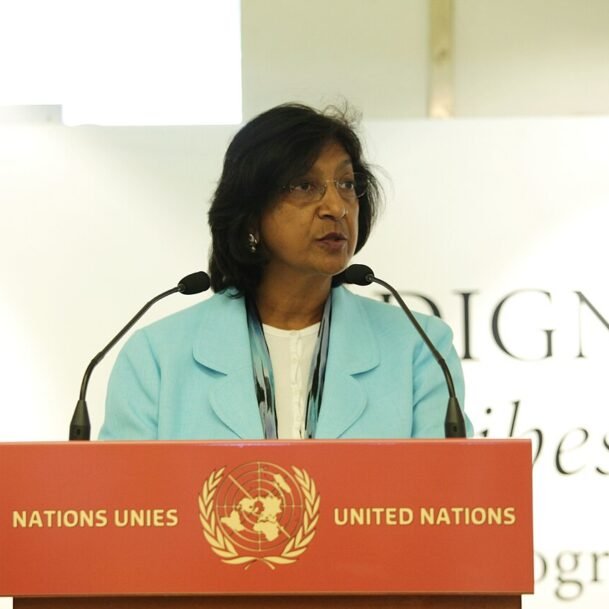 Navi Pillay, 2026 Nobel Peace Prize laureate, speaking as UN High Commissioner for Human Rights in 2011